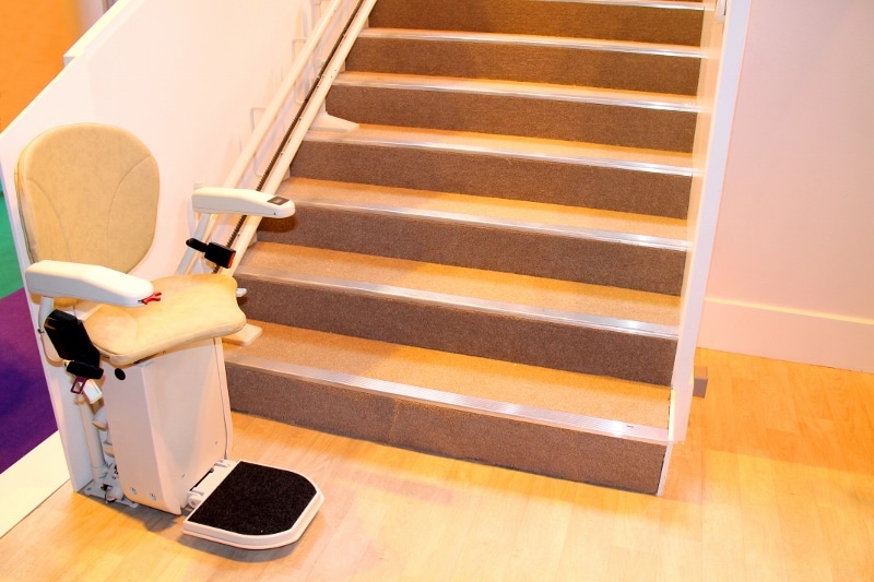 An Electric Powered Assistance Stair Lift with Seat.